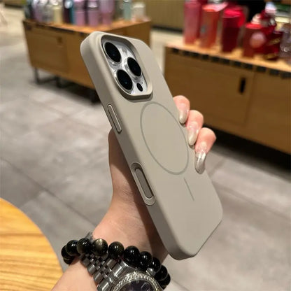 Magnetic Liquid Silicone iPhone Case with Camera Button