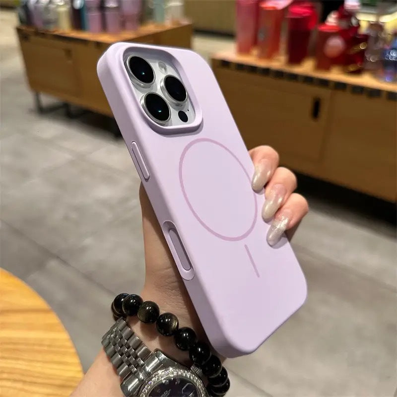 Magnetic Liquid Silicone iPhone Case with Camera Button
