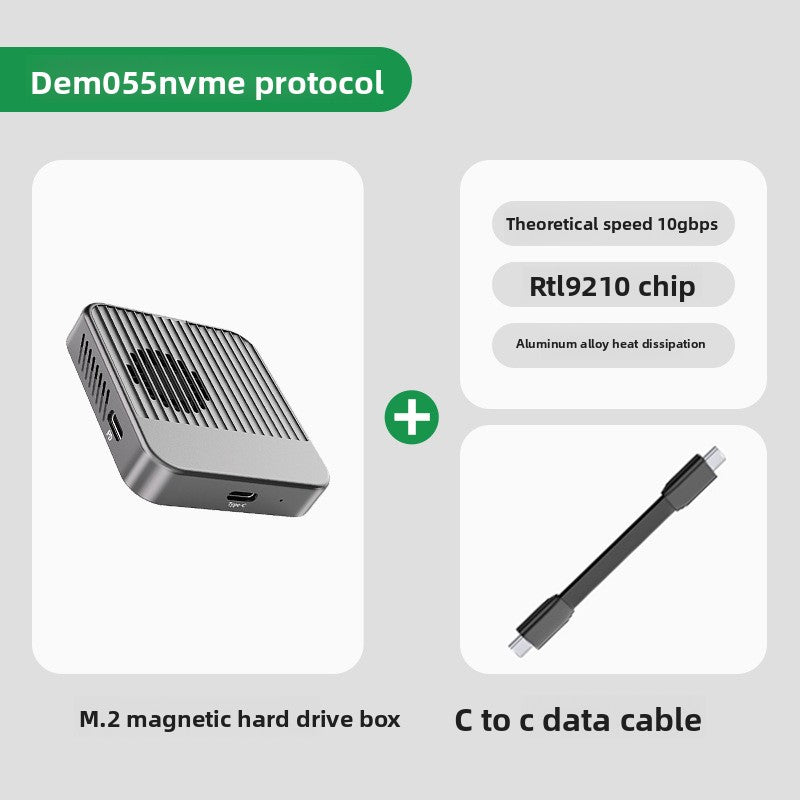 Magnetic M.2 NVMe SATA External Hard Drive Enclosure with Docking Station
