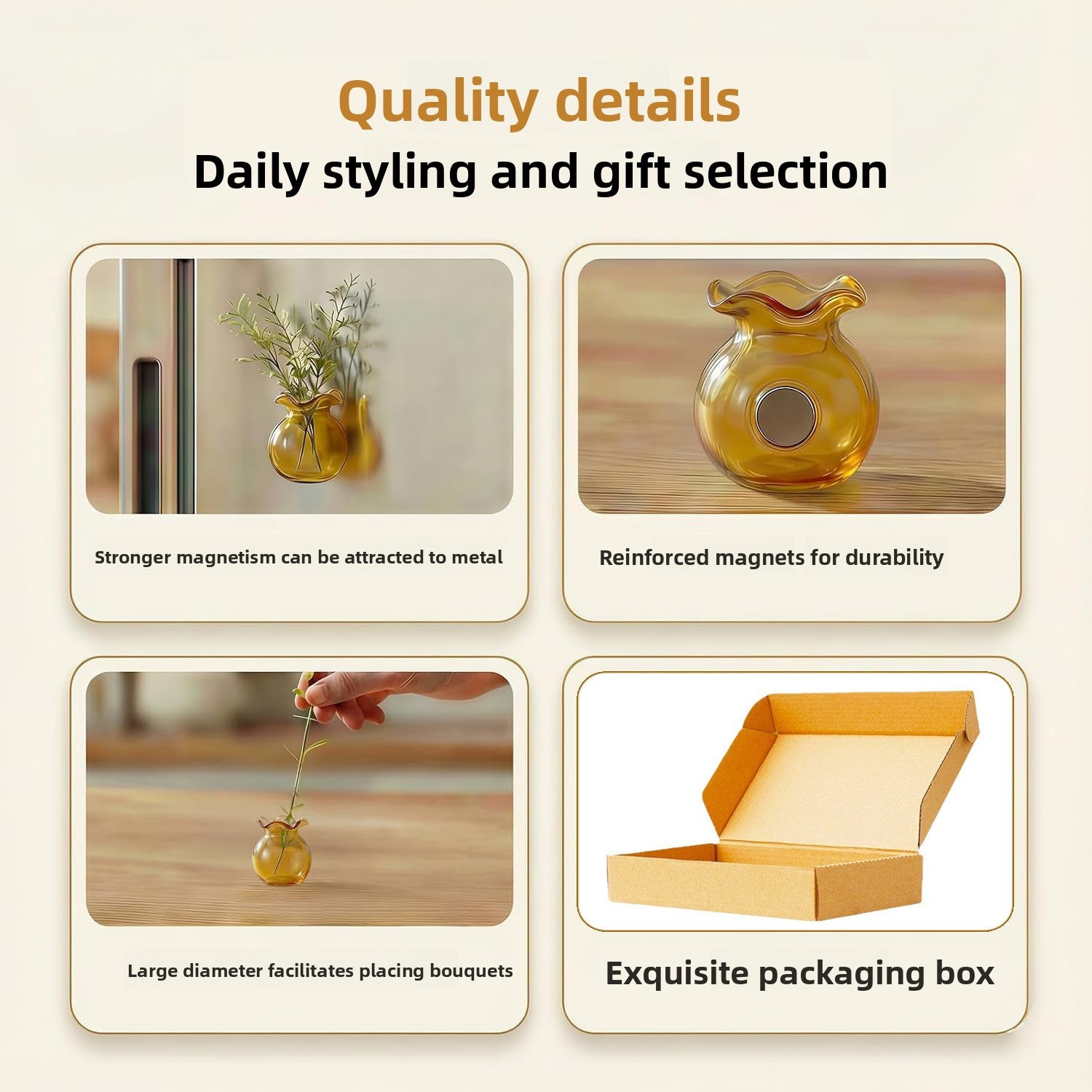 Magnetic Mini Glass Vase Refrigerator Magnets