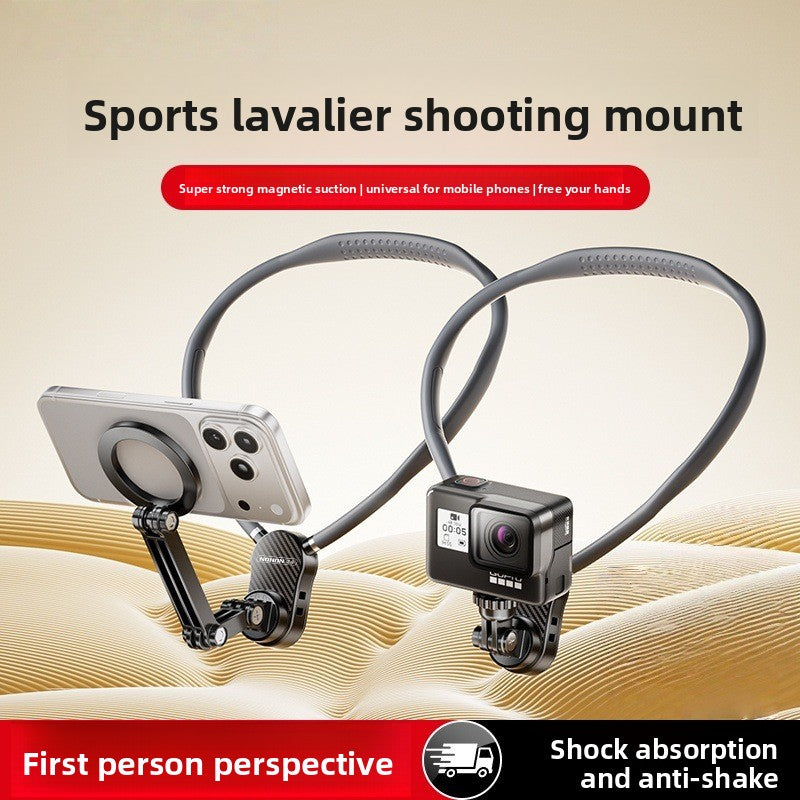 Magnetic Neck Hanging Phone Holder with Anti-Shake Strap