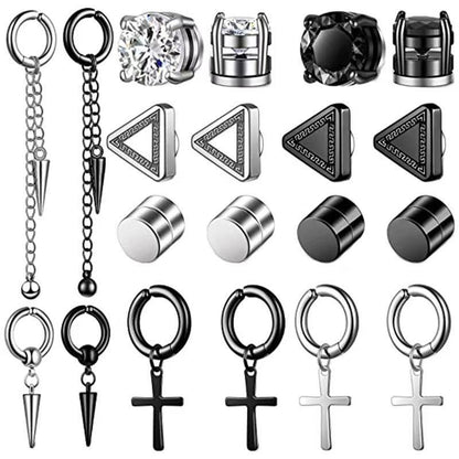 Magnetic Non Pierced Earrings Stainless Steel Geometric Design