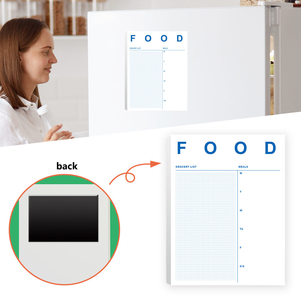 Magnetic Notepad for Food Lists and Time Management