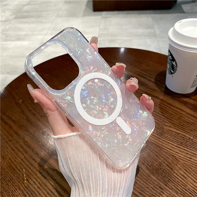 Magnetic Phone Case for iPhone with Glitter Shell Design