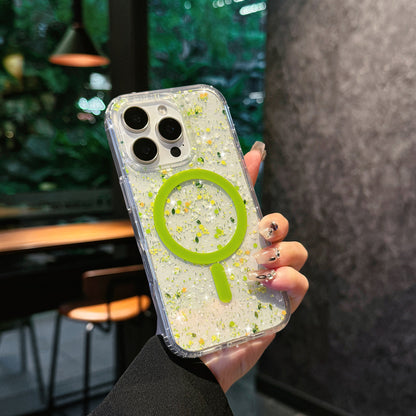 Magnetic Phone Case for iPhone with Glitter Shell Design