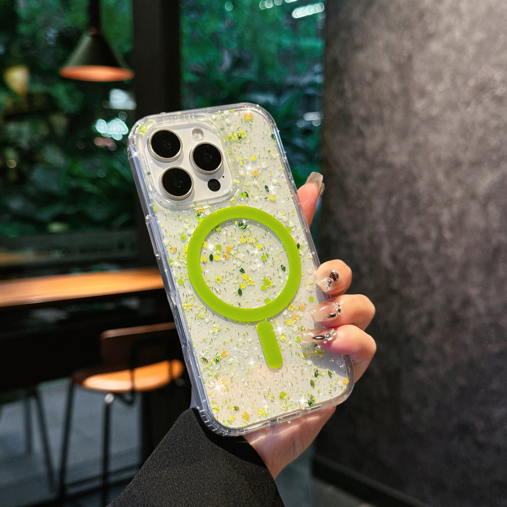 Magnetic Phone Case for iPhone with Glitter Shell Design