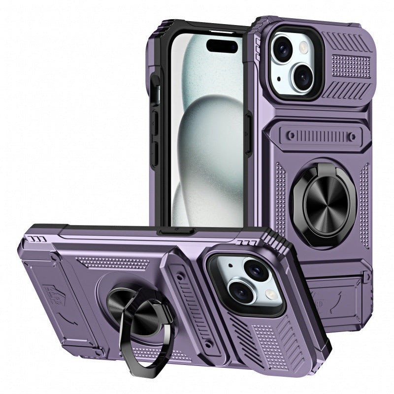 Magnetic Phone Case with Card Slot and Ring Holder