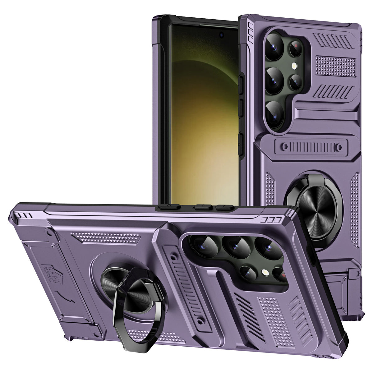 Magnetic Phone Case with Ring Holder and Card Slot