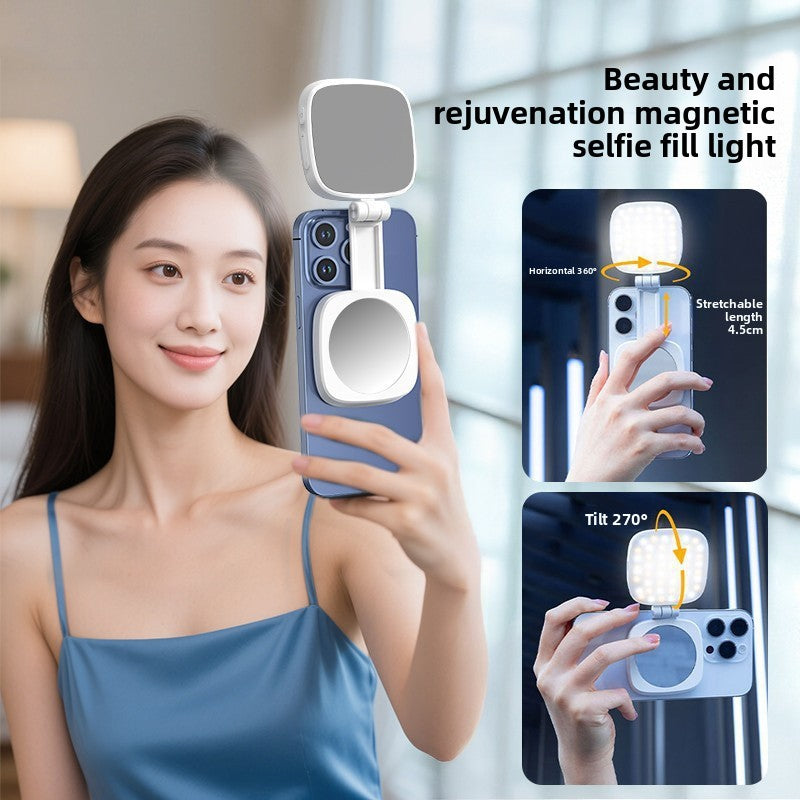 Magnetic Portable Phone Fill Light with Mirror