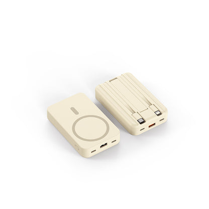 Magnetic Power Bank with Wireless Charging and Built-in Cable