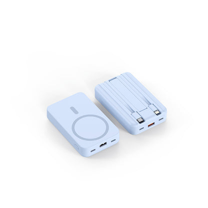 Magnetic Power Bank with Wireless Charging and Built-in Cable