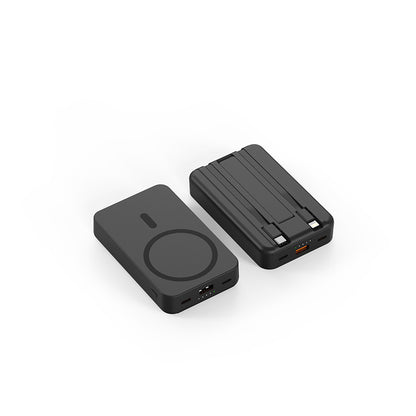 Magnetic Power Bank with Wireless Charging and Built-in Cable