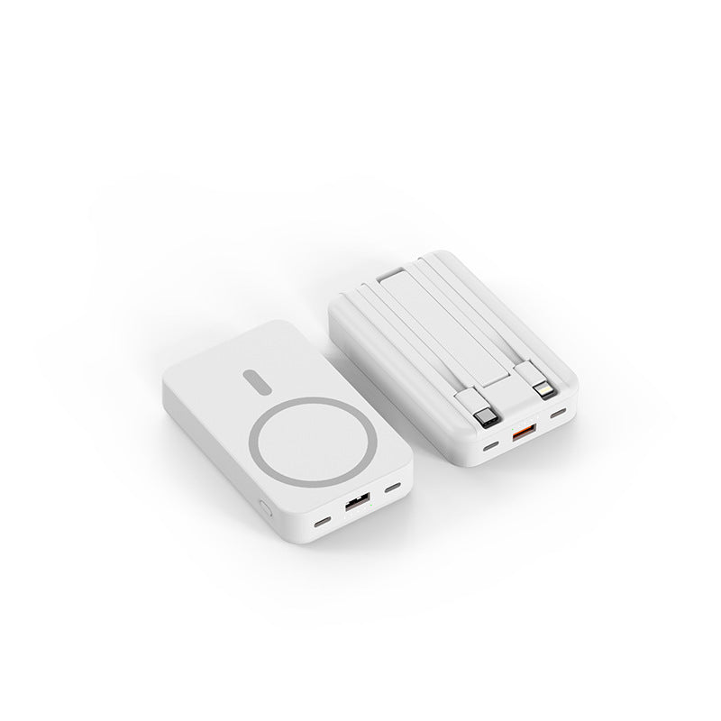 Magnetic Power Bank with Wireless Charging and Built-in Cable