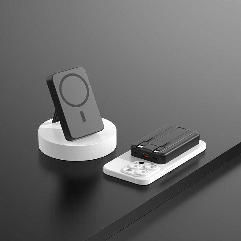 Magnetic Power Bank with Wireless Charging and Built-in Cable