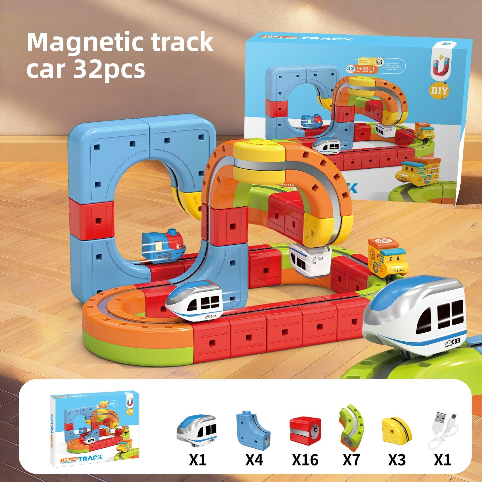 Magnetic Rail Building Blocks Electric Train Set