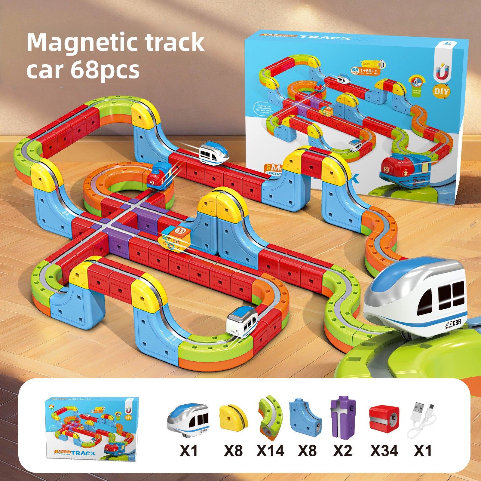 Magnetic Rail Building Blocks Electric Train Set