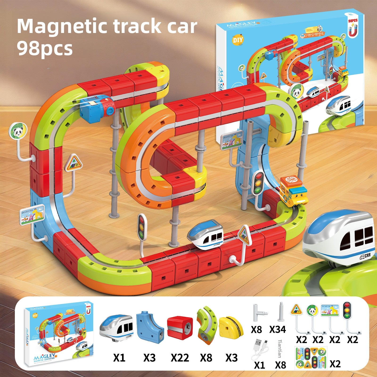 Magnetic Rail Building Blocks Electric Train Set