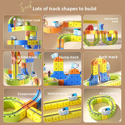 Magnetic Rail Building Blocks Electric Train Set