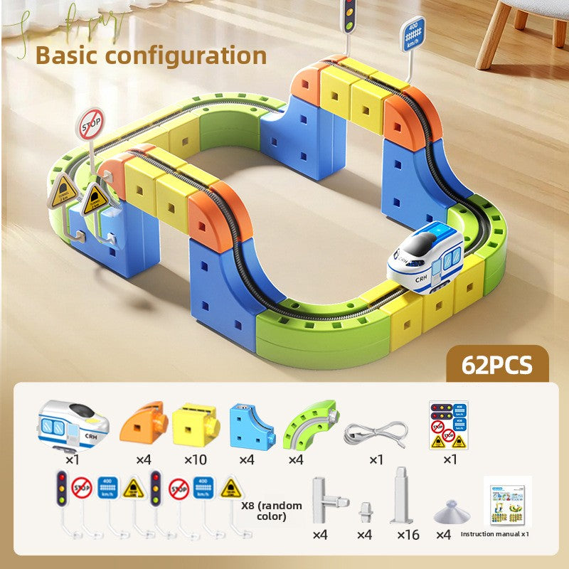 Magnetic Rail Building Blocks Electric Train Set