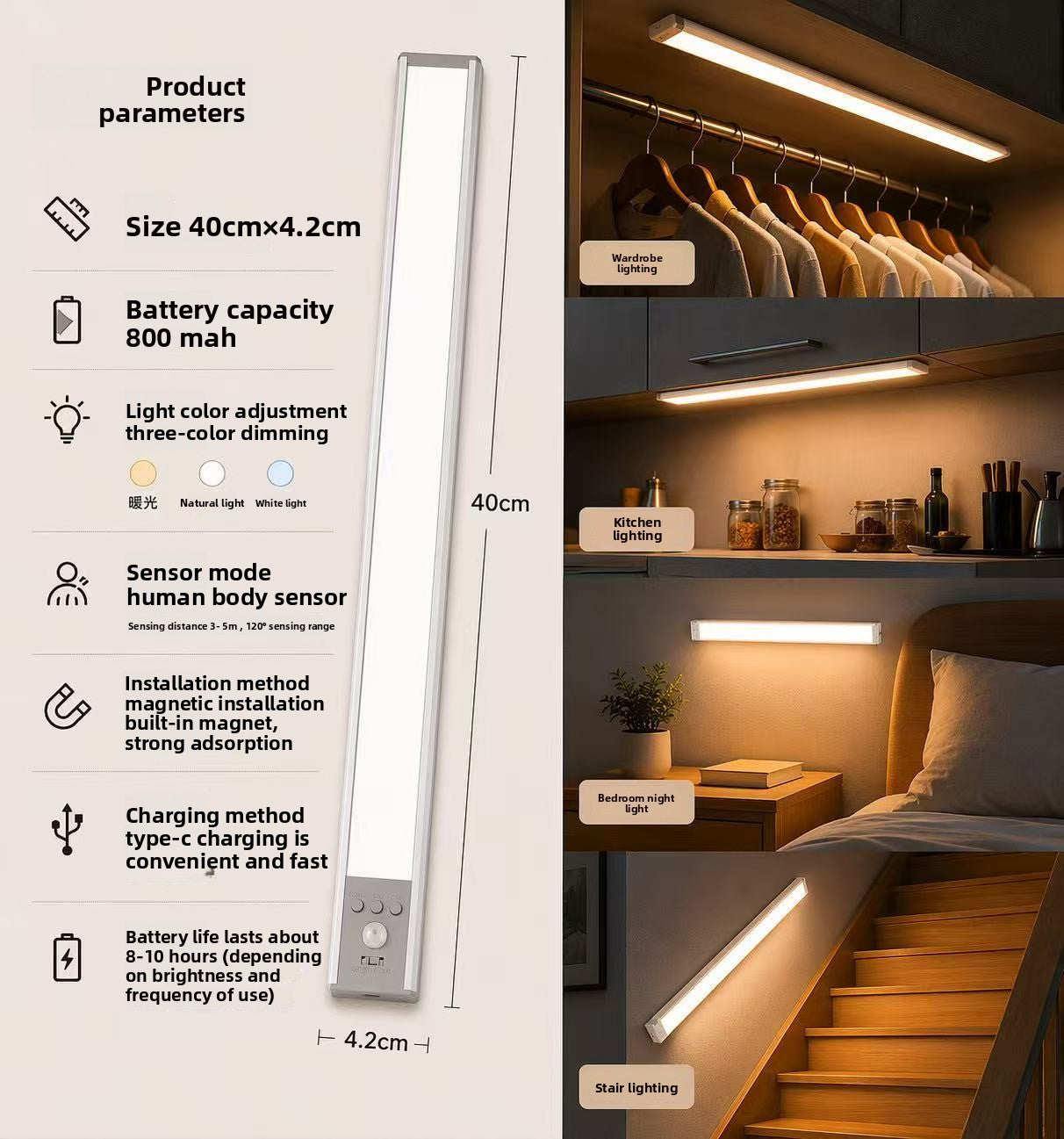 Magnetic Rechargeable LED Sensor Night Light