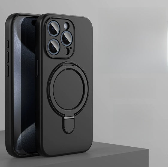 Magnetic Silicone Phone Case with Stand for iPhone