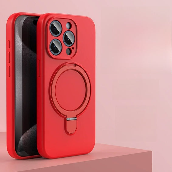 Magnetic Silicone Phone Case with Stand for iPhone