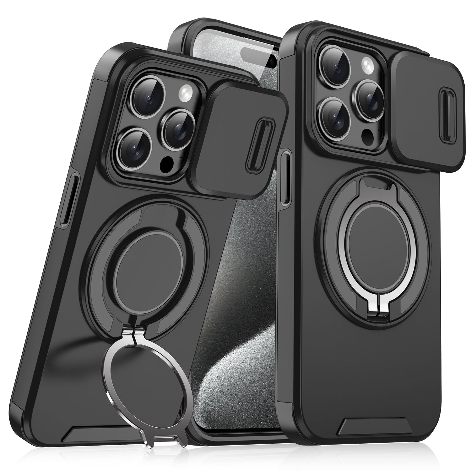 Magnetic Sliding Window Phone Case for iPhone 11 to 17 Pro Max