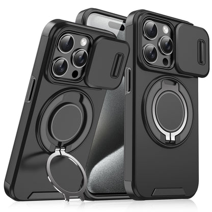 Magnetic Sliding Window Phone Case for iPhone 11 to 17 Pro Max