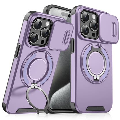 Magnetic Sliding Window Phone Case for iPhone 11 to 17 Pro Max