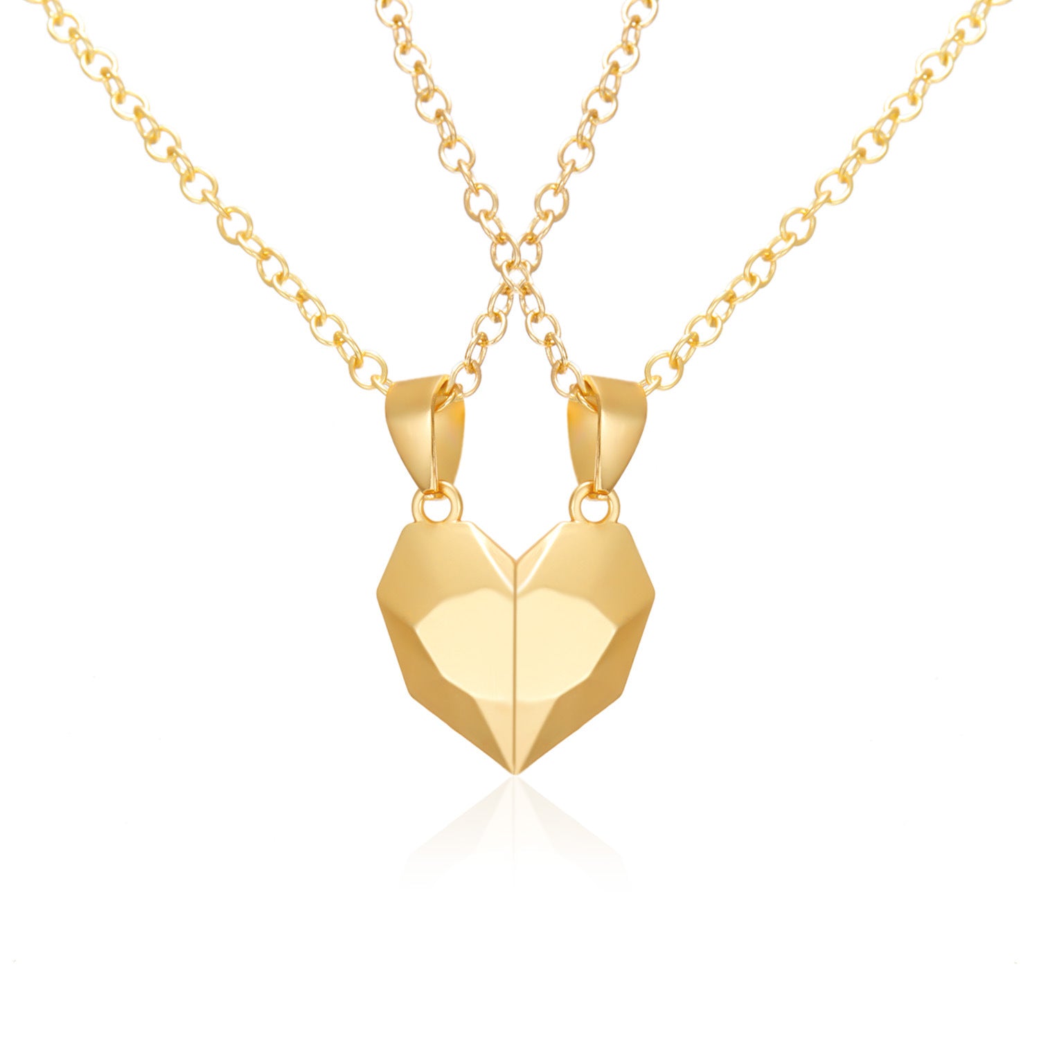 Magnetic Split Heart Couple Necklace
