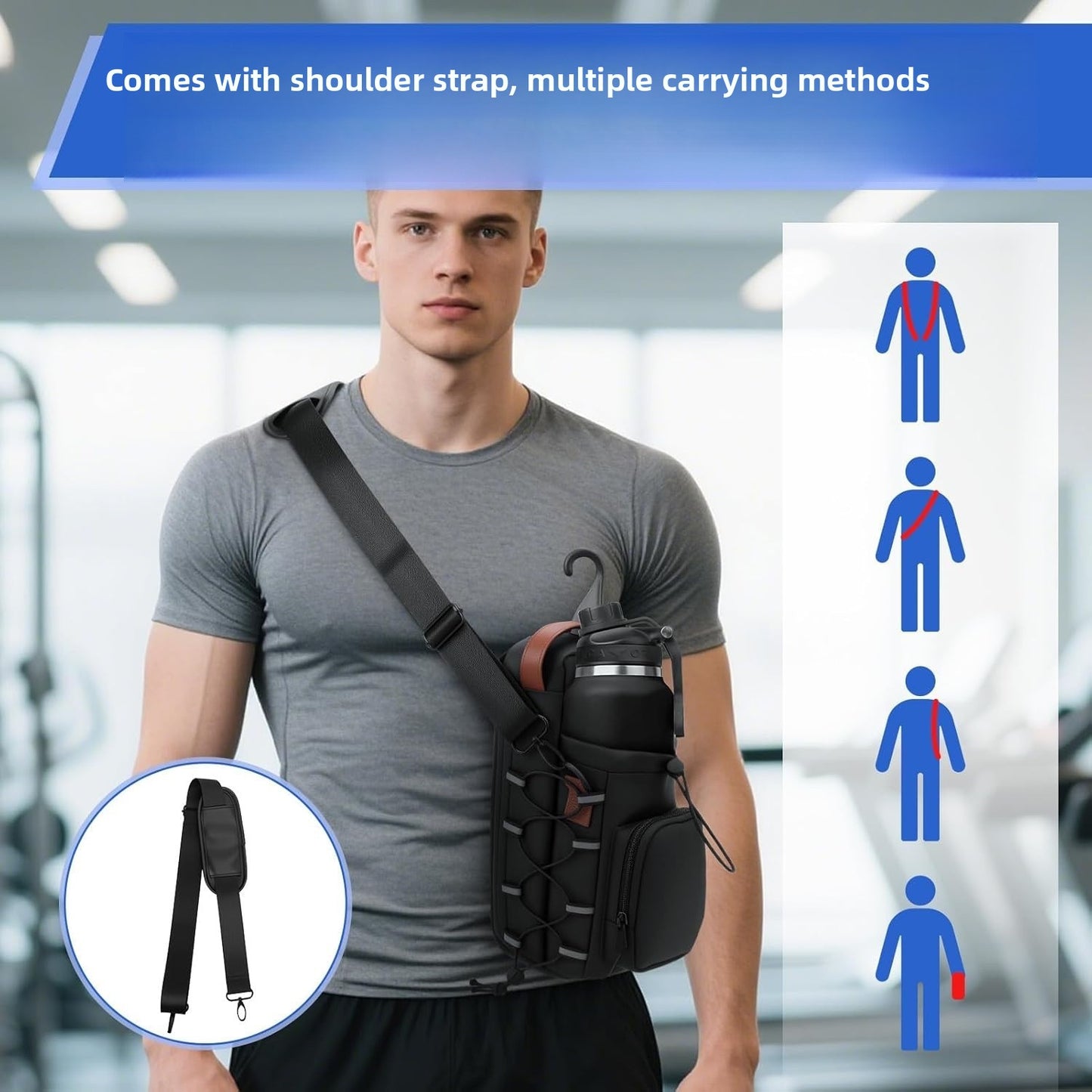 Magnetic Sports Water Bottle Bag with Phone Pouch
