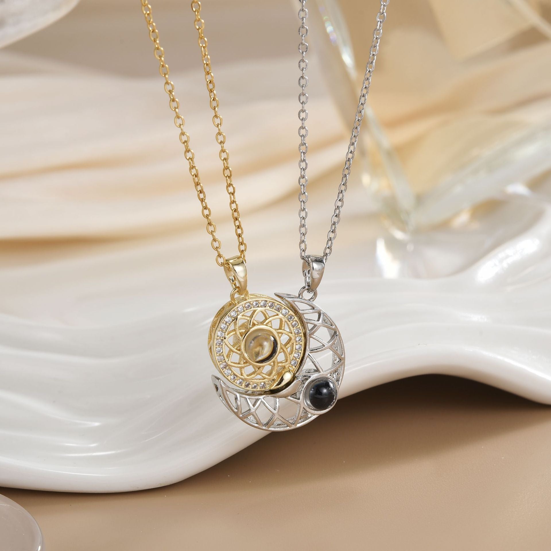 Magnetic Sun Moon Necklace