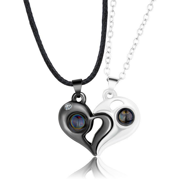 Magnetic Sun Moon Projection Necklace Pendant with Adjustable Chain