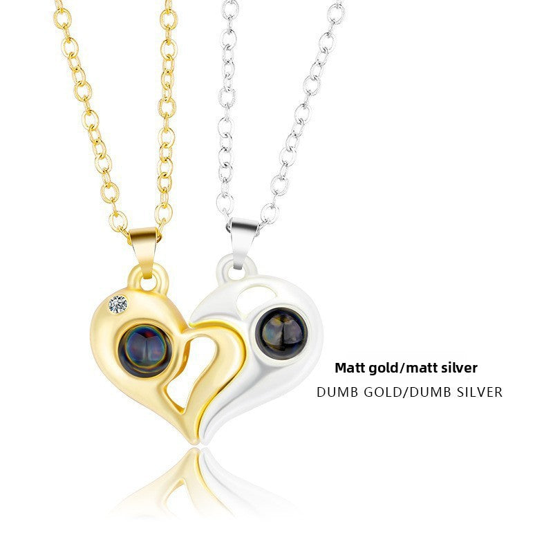 Magnetic Sun Moon Projection Necklace Pendant with Adjustable Chain