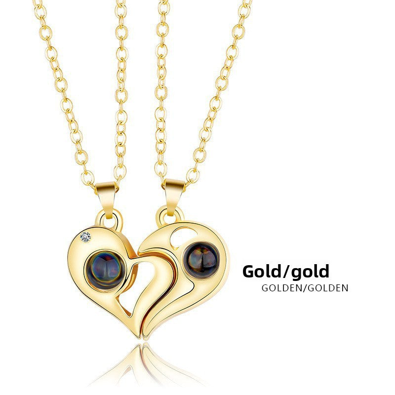 Magnetic Sun Moon Projection Necklace Pendant with Adjustable Chain