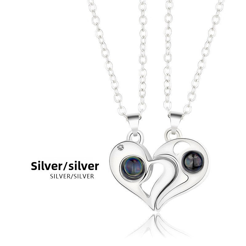 Magnetic Sun Moon Projection Necklace Pendant with Adjustable Chain