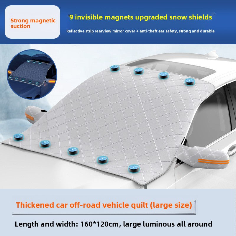 Magnetic thickened car cover for car snow shield