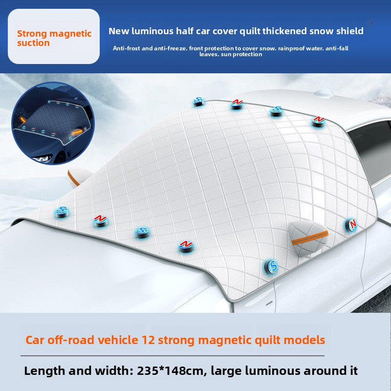 Magnetic thickened car cover for car snow shield