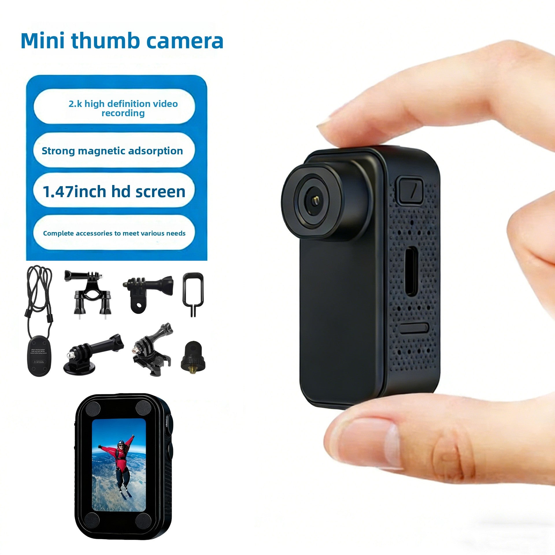Magnetic Thumb Action Camera