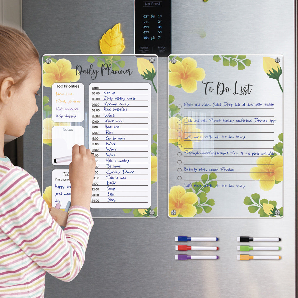 Magnetic Transparent Acrylic Weekly Planner Erasable Refrigerator Board