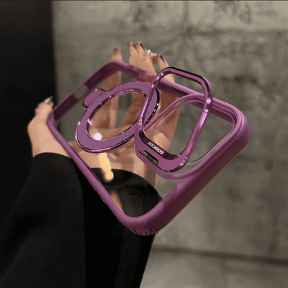 Magnetic Transparent Dual Bracket Anti-Fall Phone Case