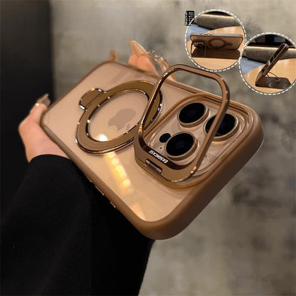 Magnetic Transparent Dual Bracket Anti-Fall Phone Case