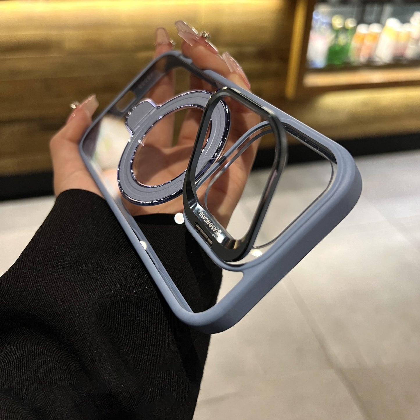 Magnetic Transparent Dual Bracket Anti-Fall Phone Case