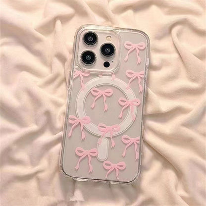 Magnetic Transparent iPhone Case with Bow