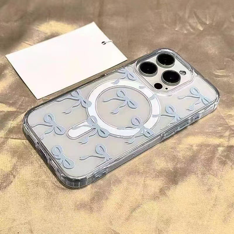 Magnetic Transparent iPhone Case with Bow