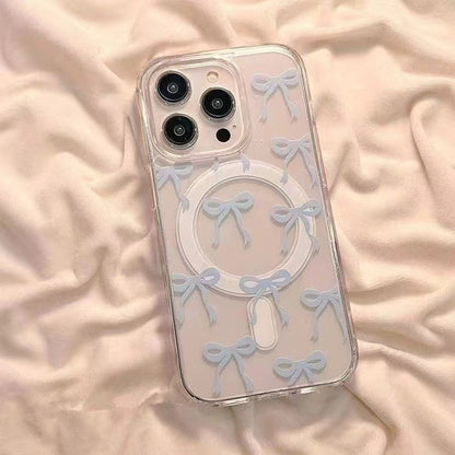 Magnetic Transparent iPhone Case with Bow