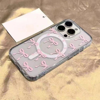 Magnetic Transparent iPhone Case with Bow