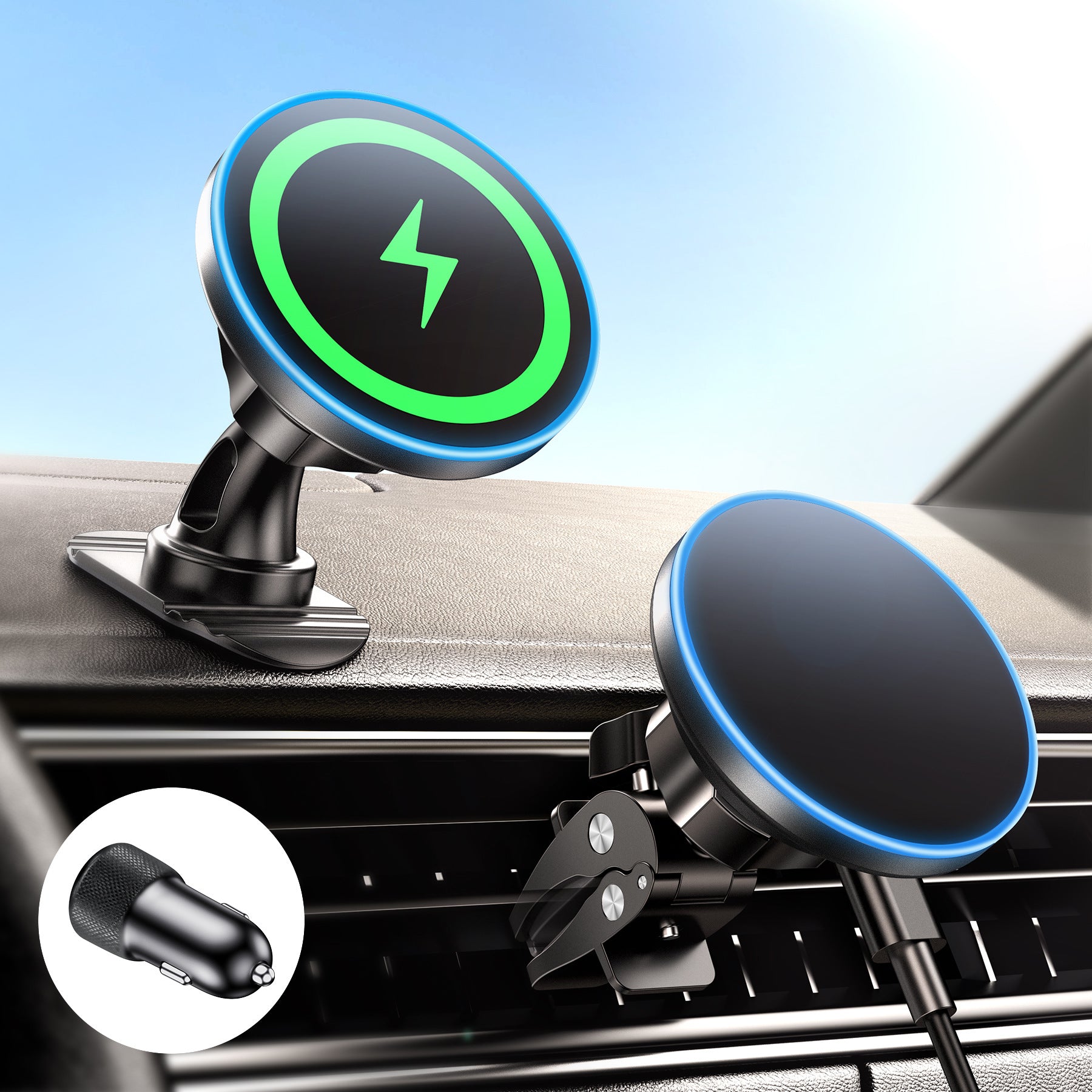 Magnetic Wireless Car Charger with Fast Charging