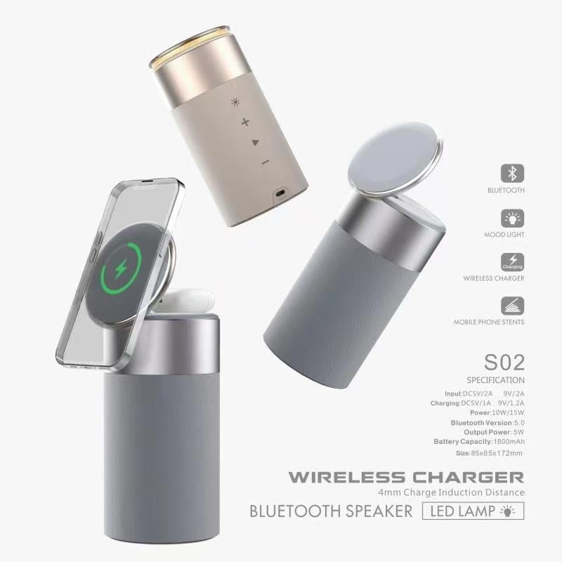 Magnetic Wireless Charger with Bluetooth Speaker and Night Light