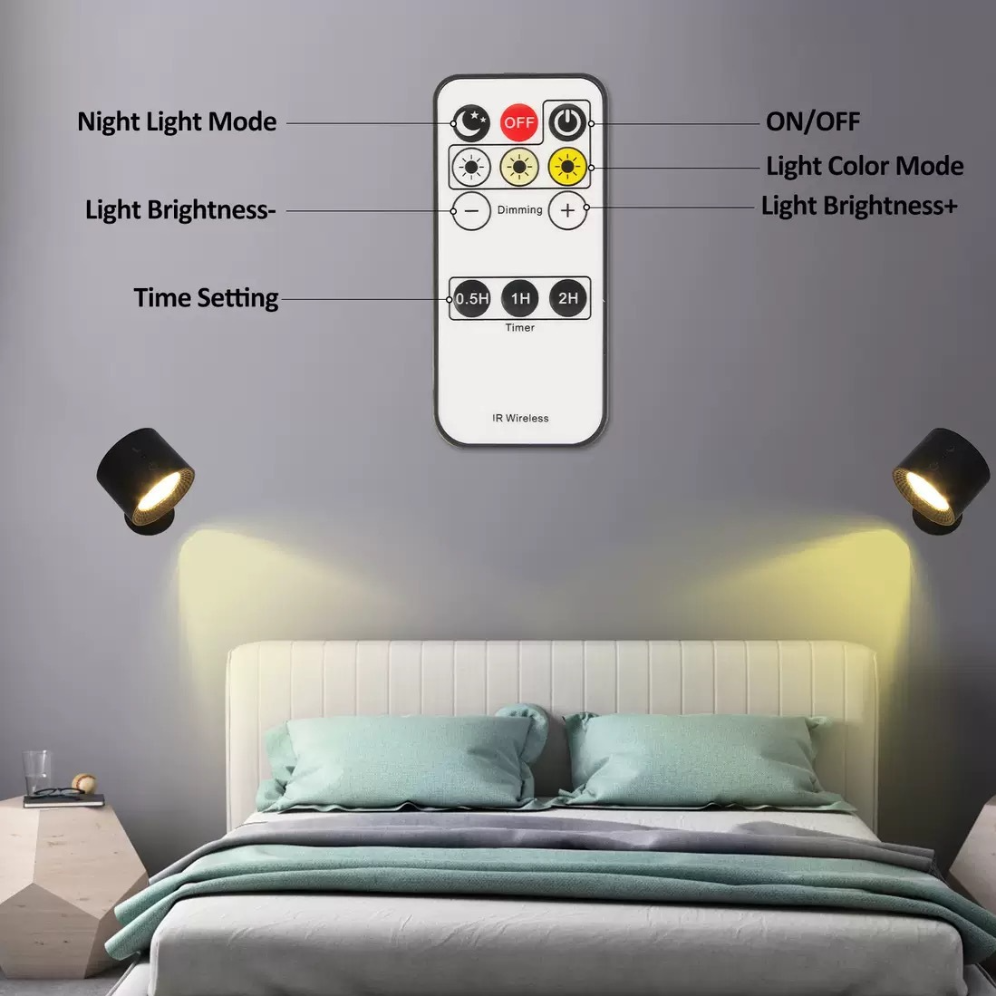 Magnetic Wireless Charging Wall Lamp with Remote Control